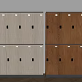 Modern Wooden Lockers In Double Row With Light And Dark Wood Finish Design