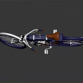 Vintage Blue Motorcycle With Brown Seat White Wheels And Chrome Details