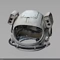 White Sci Fi Helmet With Transparent Face Shield And Side Tech Devices 3d model