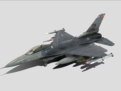 Gray US Air Force Fighter Jet Equipped With Missiles And Military Markings 3d model