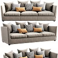 Gray Multi Seater Sofa With Multiple Decorative Pillows In Brown Gray And Checkered Patterns 3d model