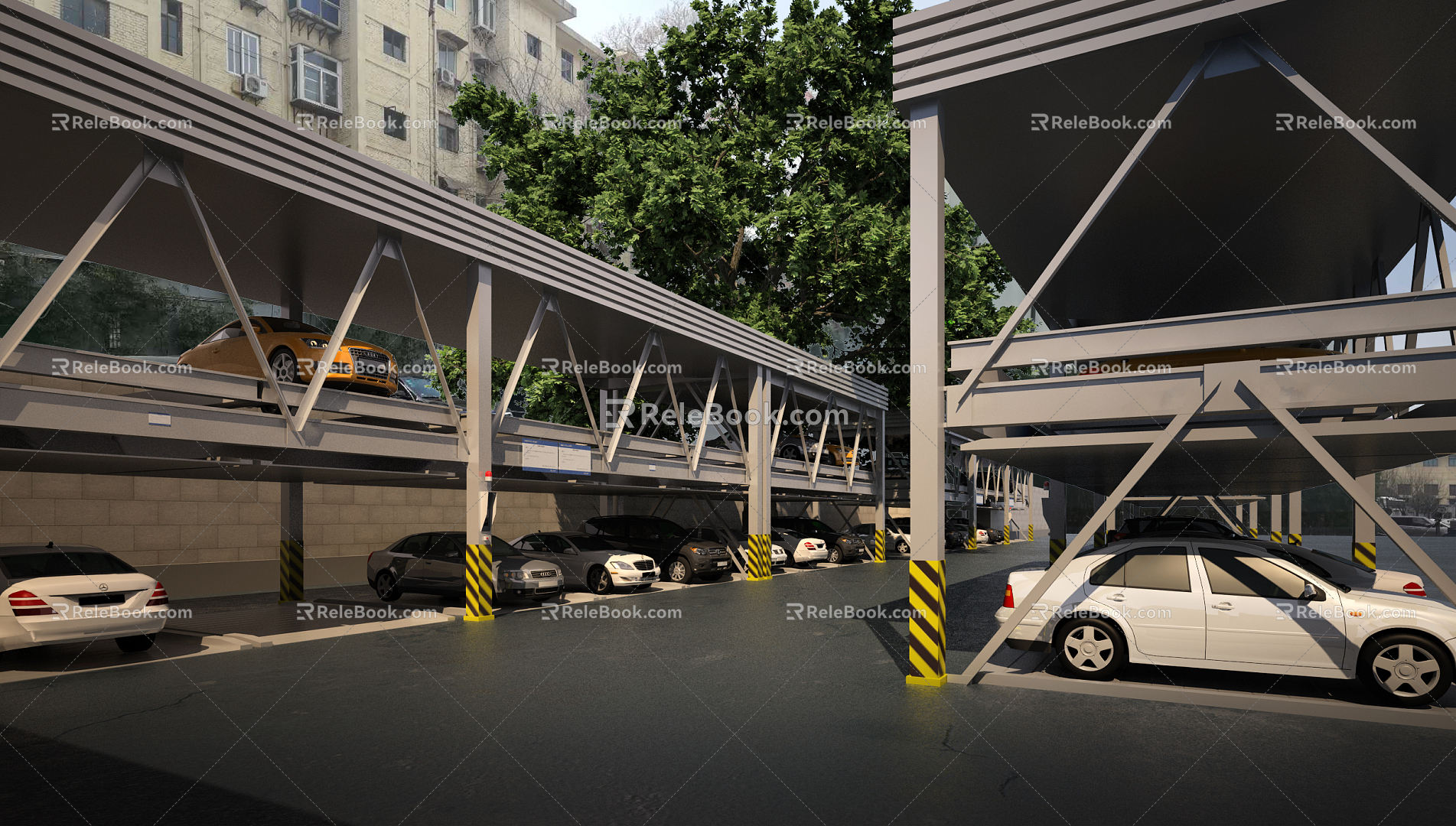 Clock Tower Hotel Modern Parking 3d model