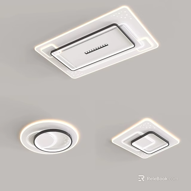 Modern Ceiling Lights With Various Shapes And Illumination 3d model 