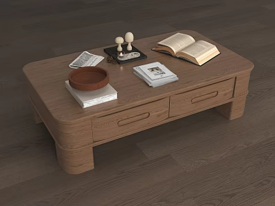 Solid Wood Coffee Table Log Coffee Table Square Coffee Table Coffee Table Accessories 3d model