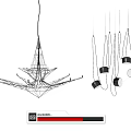 Modern Chandelier Design With Intricate Geometric Structure And Multiple Suspended Lights 3d model