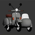 Vintage Gray Scooter with Red Seat Windshield and Side Mirrors Classic Design