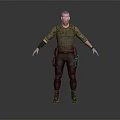 Tactical Male Character 3D Model Standing With Gray Top Black Pants And Wrist Guards