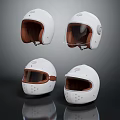 White Helmets Design With Brown Lining Transparent Visor And Vent Holes 3d model