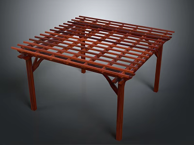Wooden Pergola Structure With Lattice Top And Supporting Posts For Outdoor Garden Courtyard 3d model