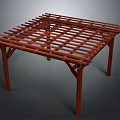 Wooden Pergola Structure With Lattice Top And Supporting Posts For Outdoor Garden Courtyard