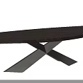 Modern Oval Wooden Dining Table With Sturdy Metal Cross Legs Design