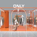 ONLY Clothing Store Interior Featuring Orange Frame Arched Design Mannequins And Clothes