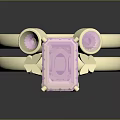 Gold Double Band Rings With Pink Rectangular And Round Gemstones Butterfly Detail