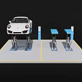 Heavy Duty Blue Industrial Vehicle Lift Platform Lifting White Porsche Car