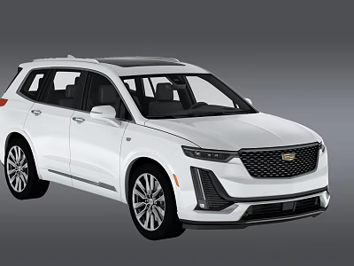 White Cadillac SUV Modern Exterior Design With Sleek Grille And Alloy Wheels 3d model