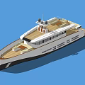 Modern Luxury Yacht With Open Deck Sailing On Calm Ocean Waters