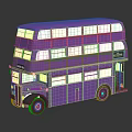 Purple Vintage Double Decker Bus Model With Detailed Windows And Classic Design