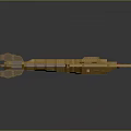 Golden Futuristic Spacecraft Model With Sleek Design And Engines