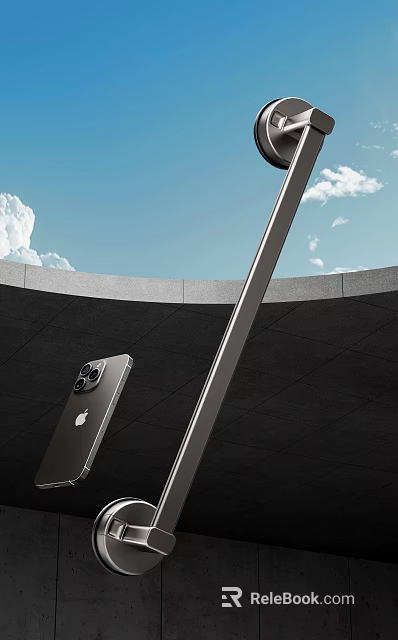 Apple iPhone With Camera Module Against Blue Sky And Gray Architectural Structure 3d model