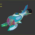 Futuristic Blue Spaceship With Transparent Cockpit Sleek Design And Thrusters For Space Exploration