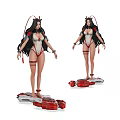 Game And Movie Character With Long Black Hair Red Horns White Bodysuit And Mechanical Platform