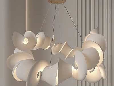 Elegant Modern Chandelier with Flowing White Sculptural Design for Interior Decor Lighting 3d model