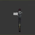 Rifle With Intricate Pattern And Muzzle Flame On Gray Background With Reflection