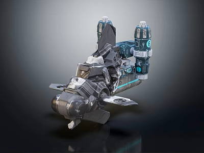 Futuristic Spacecraft Design For Interstellar Exploration With Mechanical Structure And Blue Light Modules 3d model