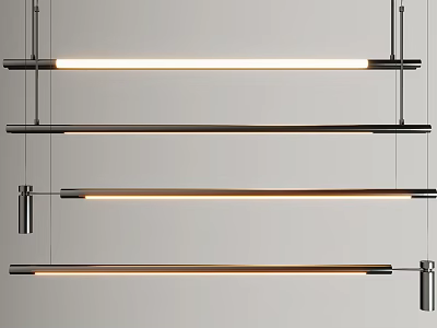 Modern Linear Pendant Lights With Sleek Metal Design And Illuminated Bars For Interior Spaces 3d model