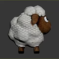 Cute Cartoon Sheep Toy With White Wool Brown Head And Big Eyes Design