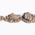 Decorative Natural Stone And Wood Pieces With Artistic Textured Surfaces