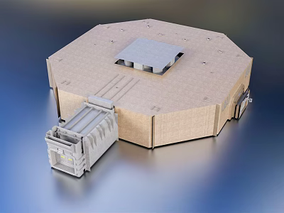 Future Architecture Octagonal Beige Structure With Square Top Component And Modern Geometric Design 3d model