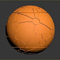 Orange Decorative Sphere with Grid Like Lines Circular Patterns and Glowing Interior Transparent Surface