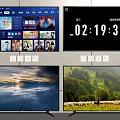 Modern Smart Television Displaying Streaming Interface Digital Clock And Scenic Landscape Imagery 3d model