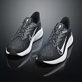Black Running Shoes with White Sole Lightweight Breathable Mesh Athletic Design