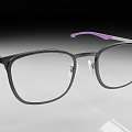 Square Black Frame Eyeglasses With Purple Temple Tips And Clear Lenses