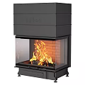 Modern ASTOV Fireplace With Glass Door And Burning Flames Black Steel Design For Home Interior