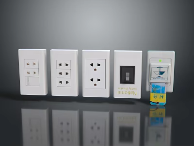 White Computer Power Sockets With Multiple Outlets Emergency Priority Device And Yellow Indicators 3d model