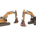 Yellow Tracked Functional Utility Vehicles With Different Buckets For Construction Work