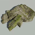 Mossy Natural Stone And Wooden Elements In Rustic Landscape Design