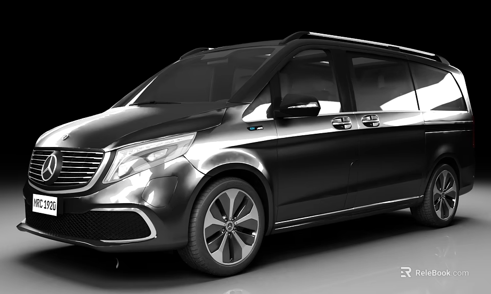 Sleek Black Mercedes MPV with Modern Exterior Design and Alloy Wheels 3d model 