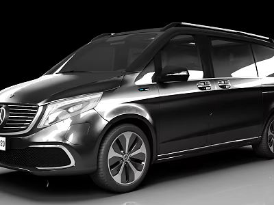 Sleek Black Mercedes MPV with Modern Exterior Design and Alloy Wheels 3d model