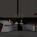 Modern Sofa Coffee Table Combination Single Sofa Ornaments 3d model