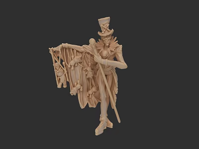 3D Model of Mysterious Game and Movie Character With Tall Hat Cane and Puppet 3d model