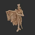 3D Model of Mysterious Game and Movie Character With Tall Hat Cane and Puppet