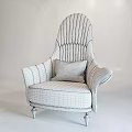 Luxury Leather Leisure Chair With Vertical Striped Backrest Light Brown Cushion And Metal Legs