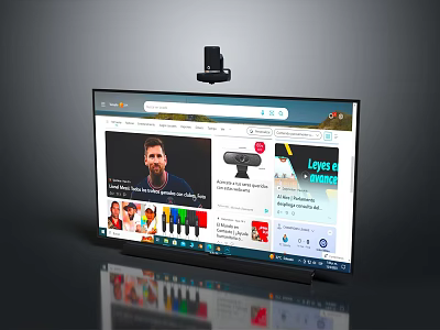 Smart Television With Webcam Streaming Video Content And Apps On Screen 3d model