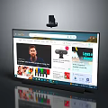 Smart Television With Webcam Streaming Video Content And Apps On Screen