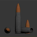 3D Rendered Bullets With Copper Tips And Metallic Casings Arranged On Dark Surface