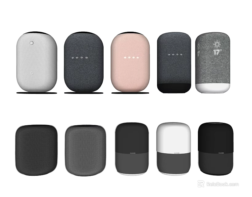 Modern Wireless Compact Audio Speakers with Sleek Design in Black White Pink and Gray 3d model 